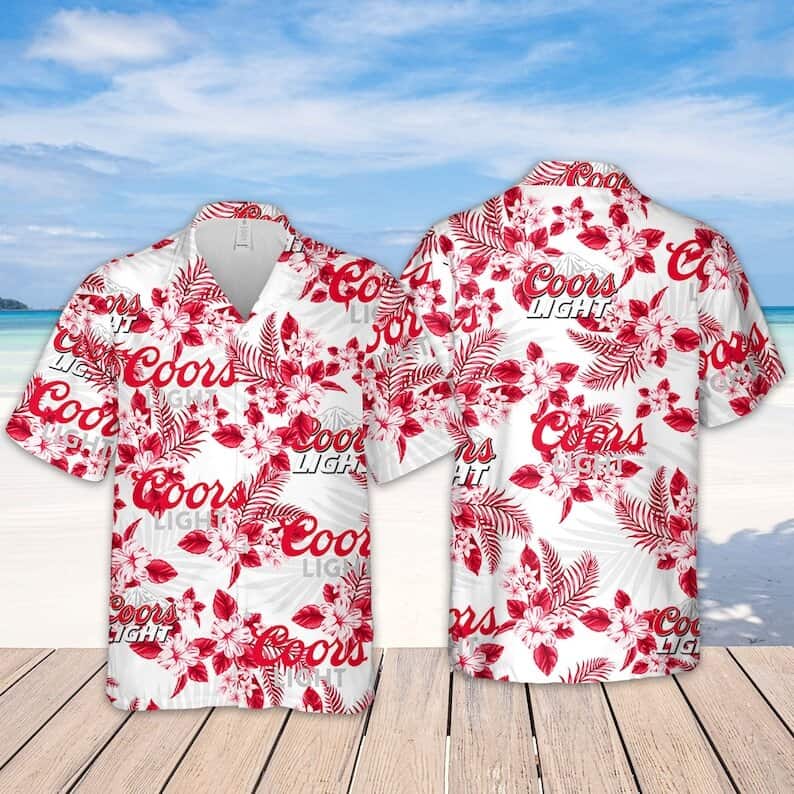 Coors Light Hawaiian Shirt Hibiscus Flower Pattern Beer Lovers Gift