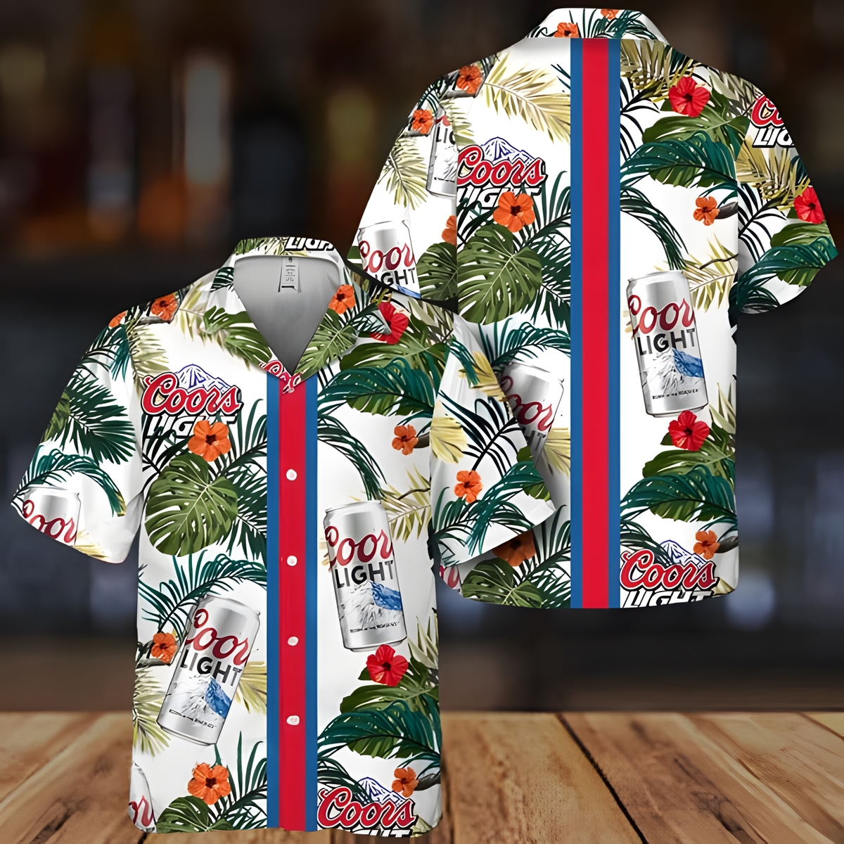 Coors Light Beer Hawaiian Shirt Tropical Foliage Practical Beach Gift