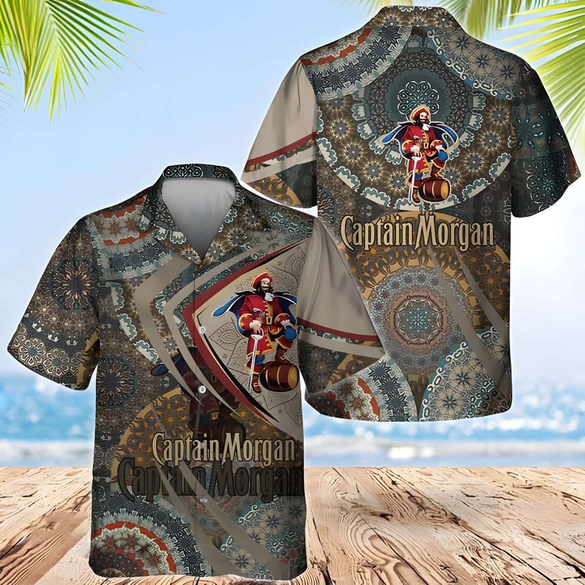 Mandala Pattern Captain Morgan Hawaiian Shirt Best Beach Gift