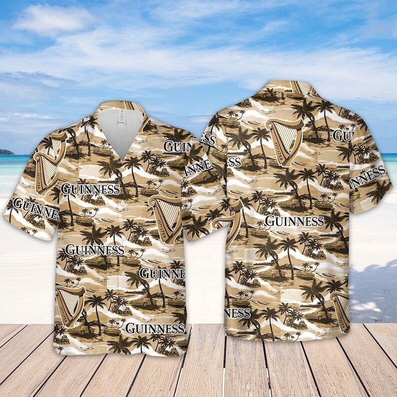 Guinness Beer Hawaiian Shirt Sea Island Pattern Summer Beach Gift