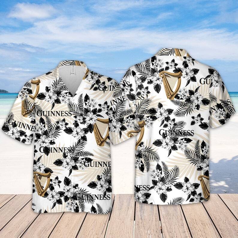 Guinness Beer Hawaiian Shirt Hibiscus Flower Pattern Beach Lovers Gift