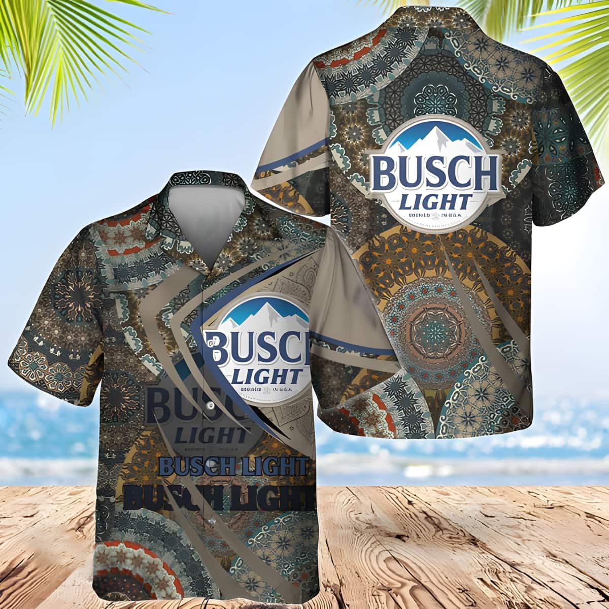Busch Light Beer Hawaiian Shirt Boho Mandala Pattern