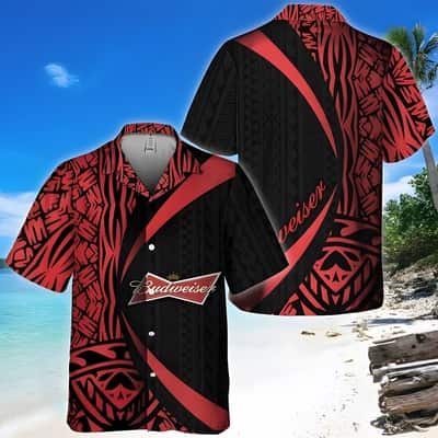 Polynesian Samoan Pattern Budweiser Beer Hawaiian Shirt Summer Beach Gift Polynesian Samoan Pattern Budweiser Beer Hawaiian Shirt Summer Beach Gift
