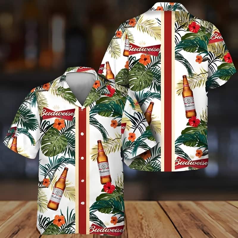 Budweiser beer Hawaiian Shirt Tropical Summer Flowers Budweiser beer Hawaiian Shirt Tropical Summer Flowers