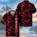Budweiser Hawaiian Shirt Red Tropical Foliage On Dark Theme Budweiser Hawaiian Shirt Red Tropical Foliage On Dark Theme