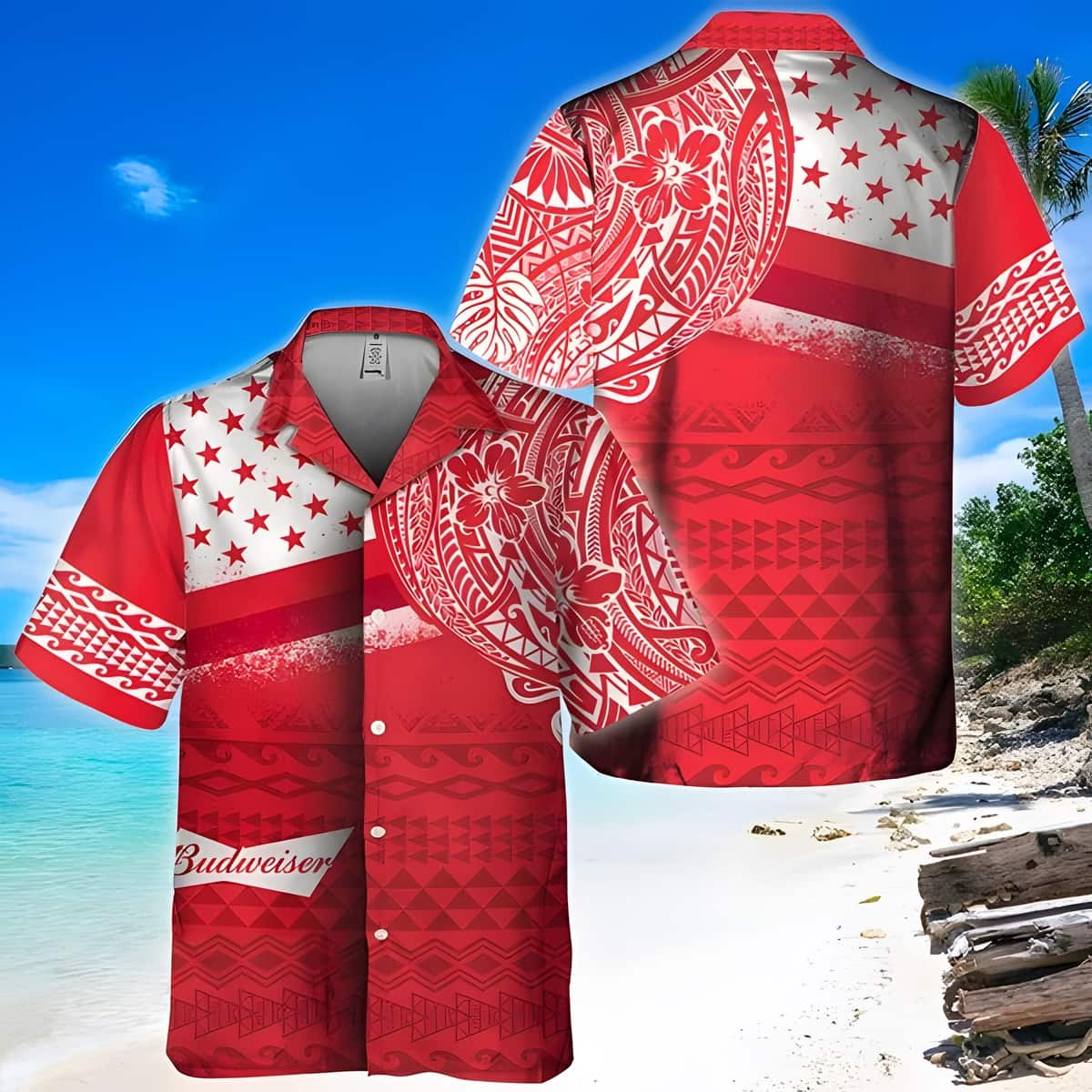 Budweiser Beer Hawaiian Shirt Polynesian Pattern Beach Lovers Gift