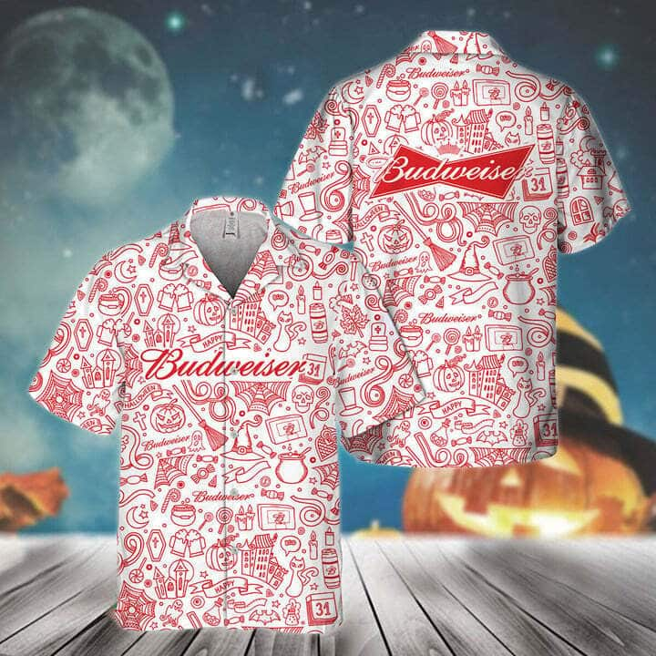 Happy Halloween Doodle Art Budweiser Hawaiian Shirt