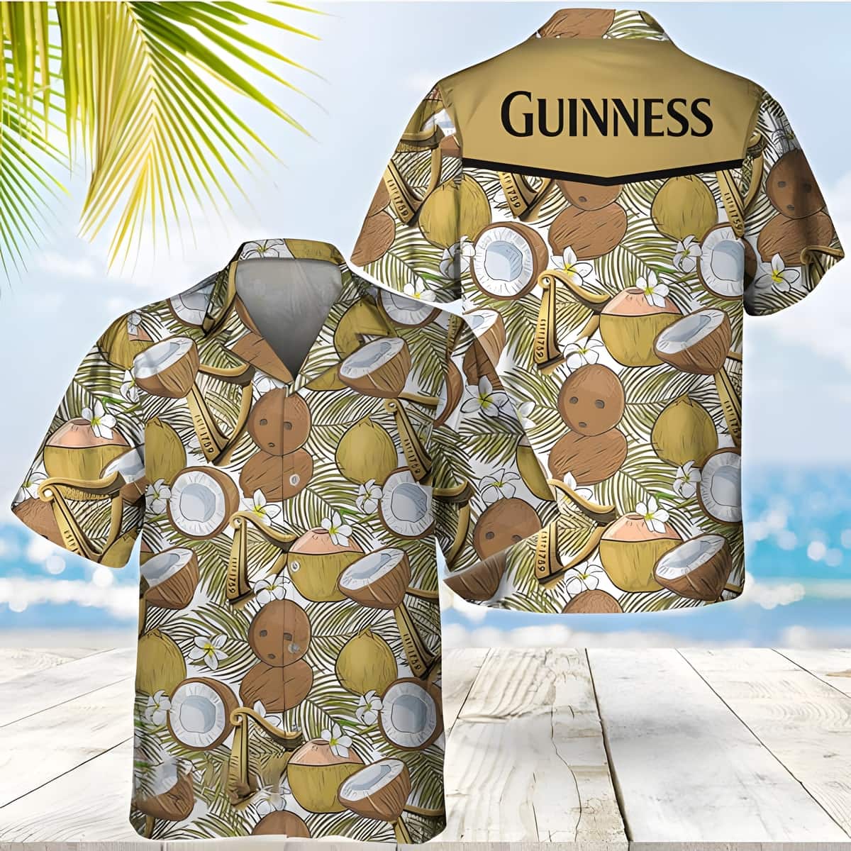 Guinness Beer Hawaiian Shirt Coconuts Tropical Summer Beach Gift