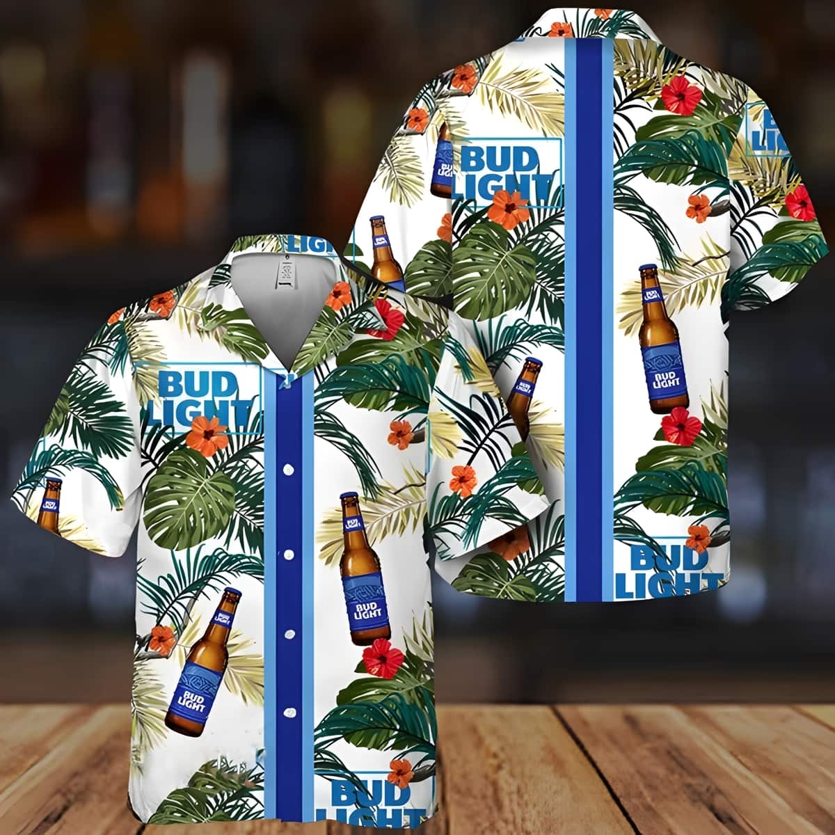 Bud Light Beer Hawaiian Shirt Tropical Foliage