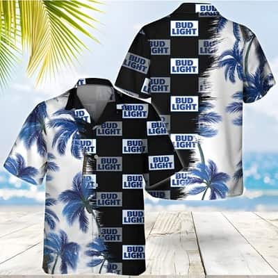 Palm Trees Pattern With Bud Light Beer Hawaiian Shirt Palm Trees Pattern With Bud Light Beer Hawaiian Shirt