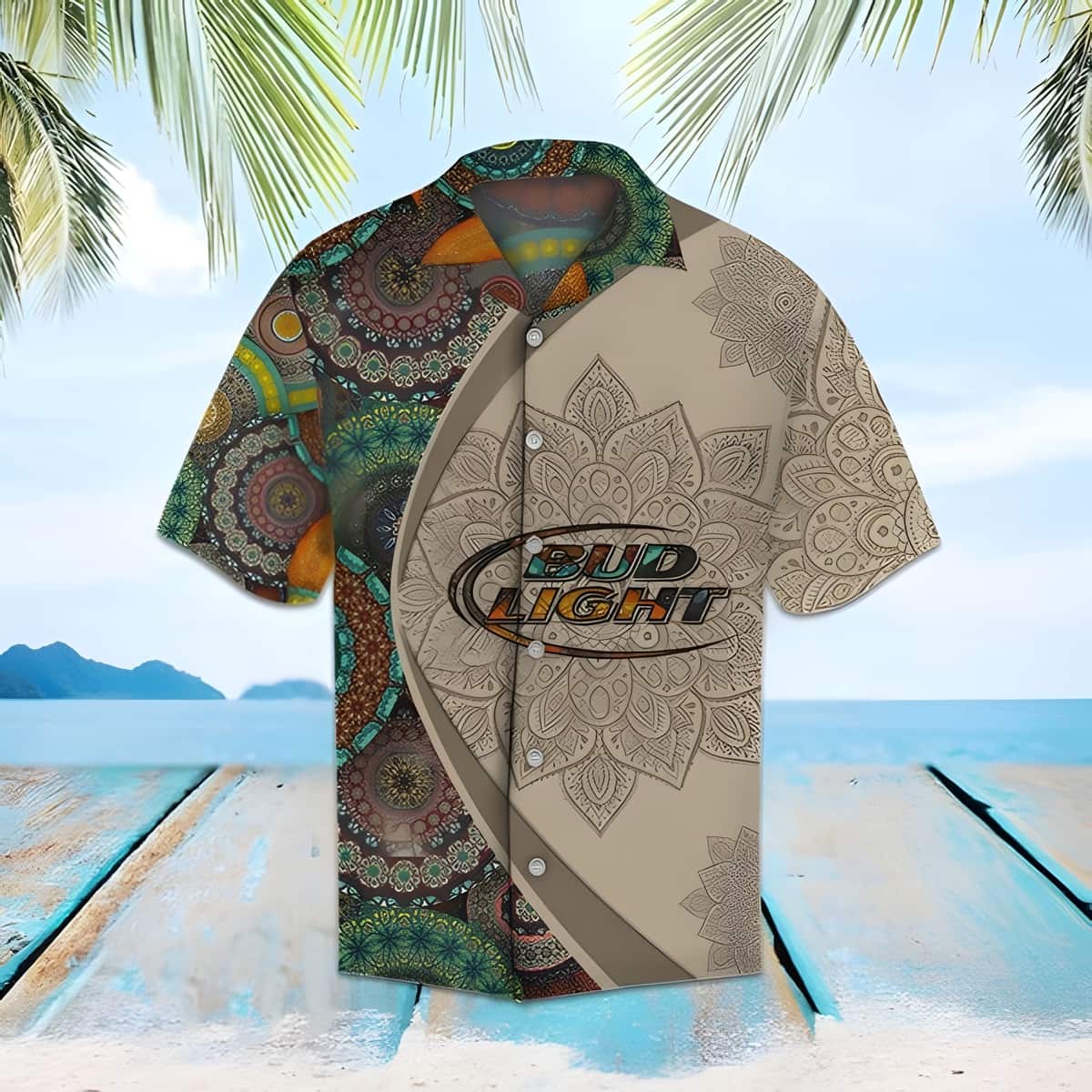 Bud Light Hawaiian Shirt Mandala Pattern Gift For Beer Lovers