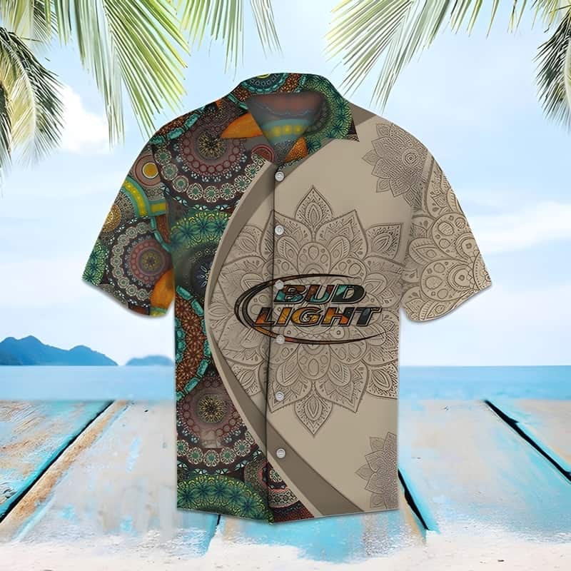 Bud Light Hawaiian Shirt Mandala Pattern Gift For Beer Lovers Bud Light Hawaiian Shirt Mandala Pattern Gift For Beer Lovers