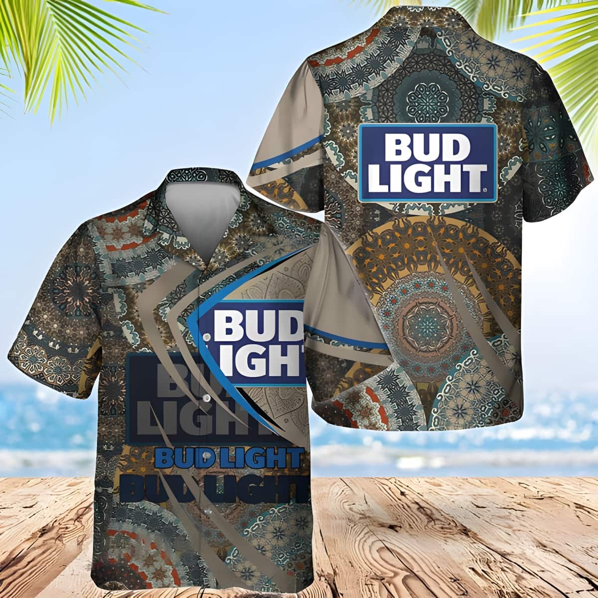 Bud Light Hawaiian Shirt Mandala Pattern Beer Lovers Gift
