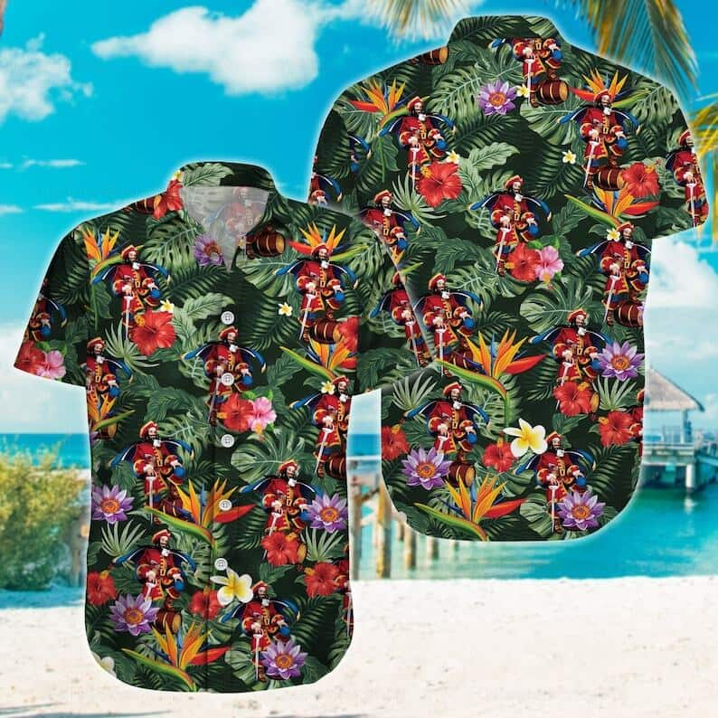 Captain Morgan Hawaiian Shirt Tropical Summer Pattern Gift For Rum Lovers