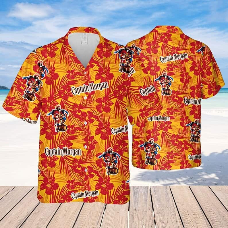 Captain Morgan Hawaiian Shirt Tropical Flower Pattern Summer Beach Gift