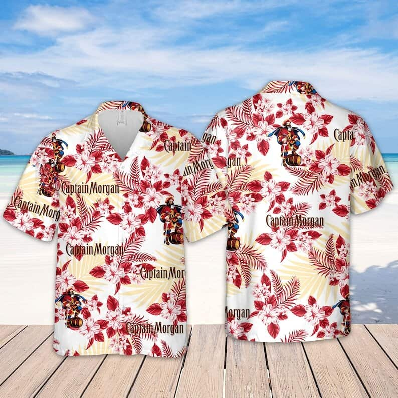 Captain Morgan Hawaiian Shirt Hibiscus Flower Pattern All Over Print