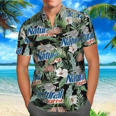 Natural Light Hawaiian Shirt Tropical Leaves Beer Lovers Gift Natural Light Hawaiian Shirt Tropical Leaves Beer Lovers Gift