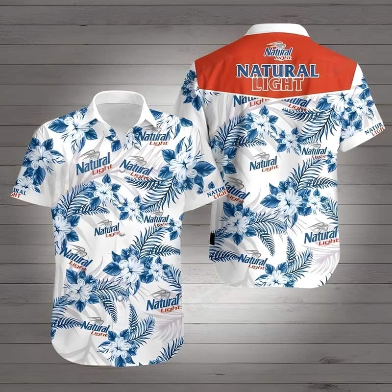 Natural Light Hawaiian Shirt Hibiscus Pattern Trendy Summer Gift Natural Light Hawaiian Shirt Hibiscus Pattern Trendy Summer Gift
