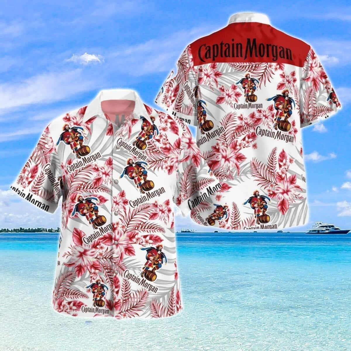 Captain Morgan Hawaiian Shirt Flower Pattern Gift For Beach Trip