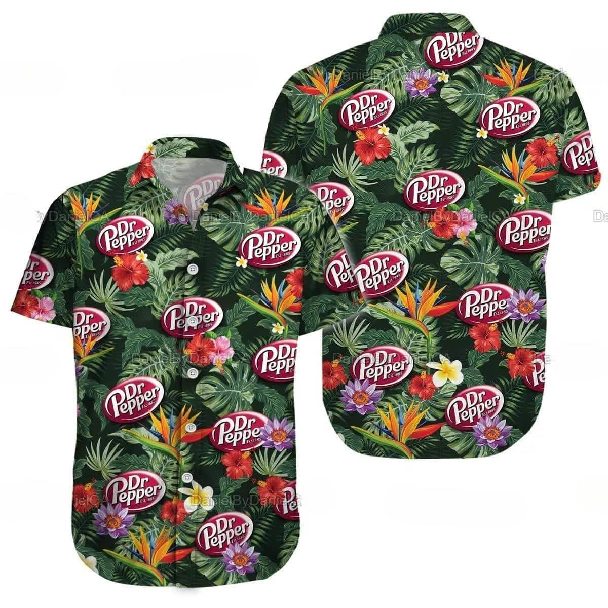 Dr Pepper Beer Hawaiian Shirt Tropical Pattern