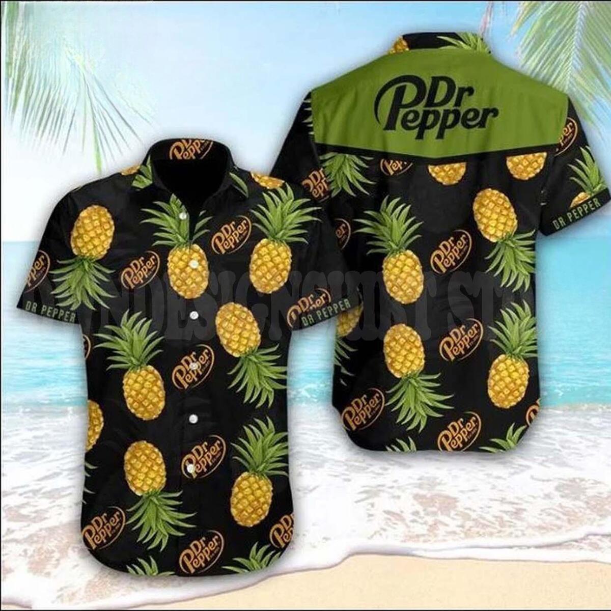 Dr Pepper Beer Hawaiian Shirt Pineapple Pattern