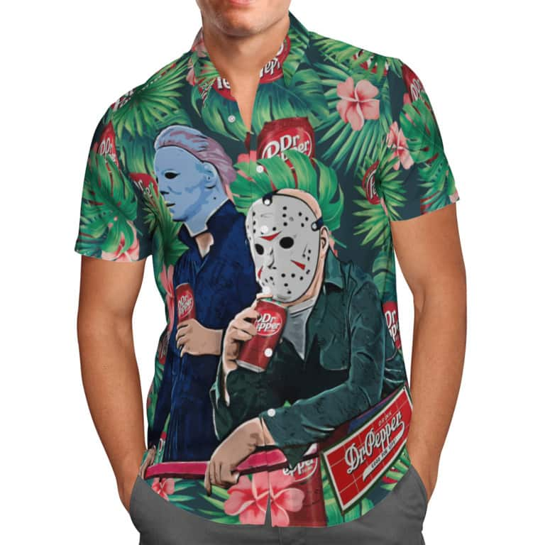 Dr Pepper Beer Hawaiian Shirt Michael Myers Vs Jason Halloween Gift