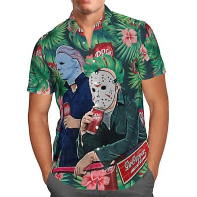 Dr Pepper Beer Hawaiian Shirt Michael Myers Vs Jason Halloween Gift