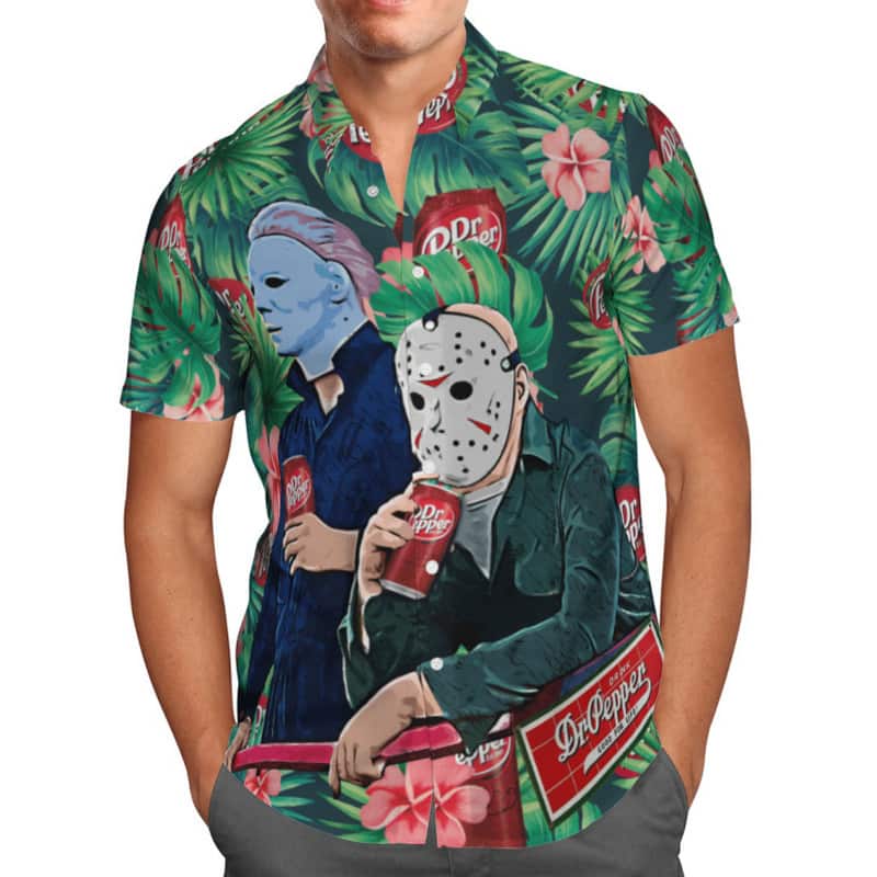 Dr Pepper Beer Hawaiian Shirt Michael Myers Vs Jason Halloween Gift Dr Pepper Beer Hawaiian Shirt Michael Myers Vs Jason Halloween Gift