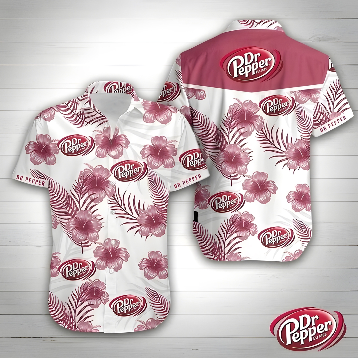 Dr Pepper Beer Hawaiian Shirt Hibiscus Flower Pattern Beach Lovers Gift