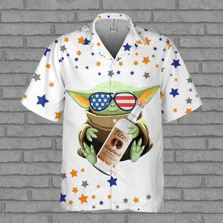 Baby Yoda Loves Tito’s Handmade Vodka Hawaiian Shirt For Star Wars Fans