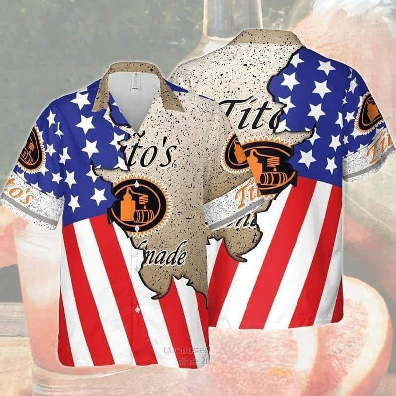 Tito’s Handmade Vodka Hawaiian Shirt US Flag Beach Gift For Friend