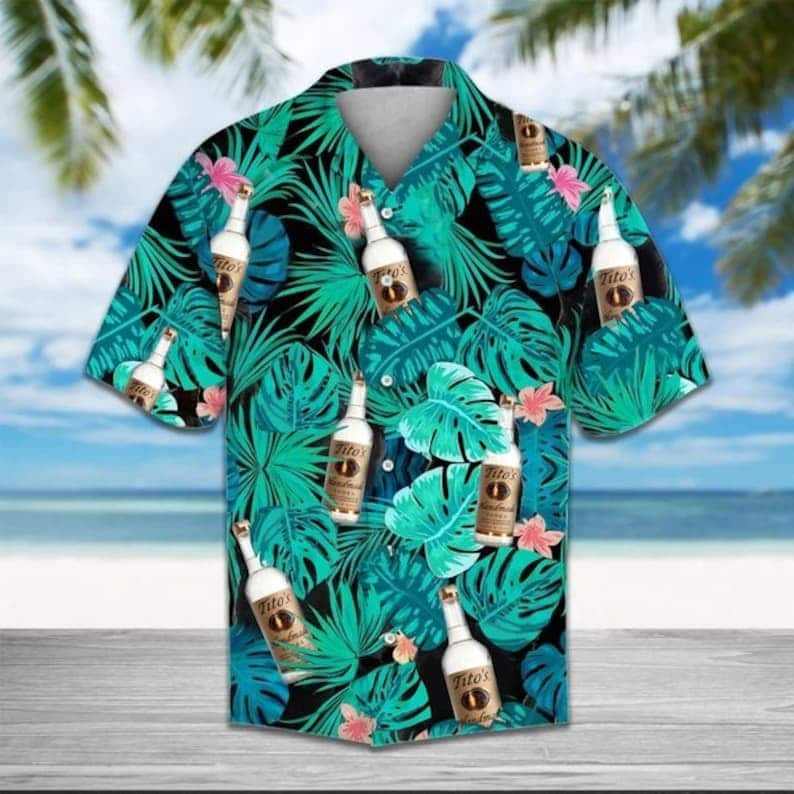 Tito's Hawaiian Shirt Tropical Palm Leaves Beach Vacation Gift