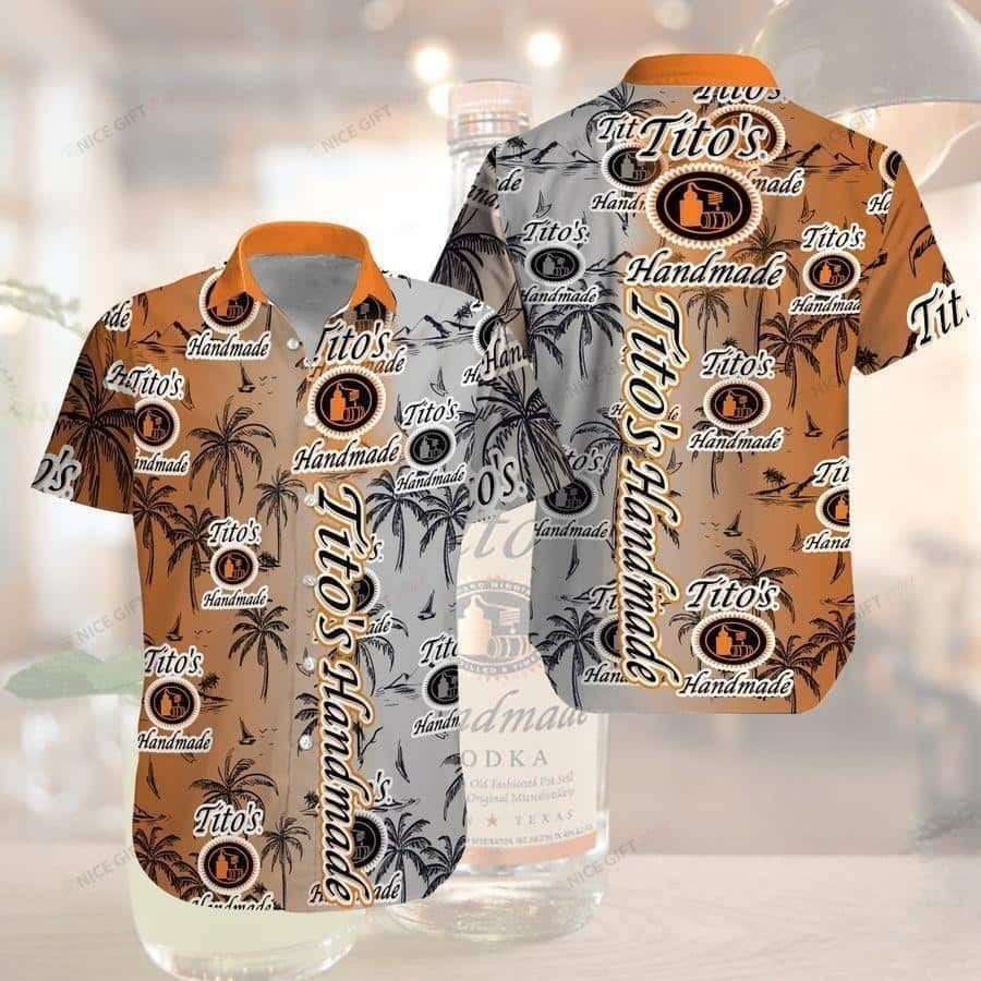 Tito's Handmade Vodka Hawaiian Shirt Coconut Palm Beach Lovers Gift