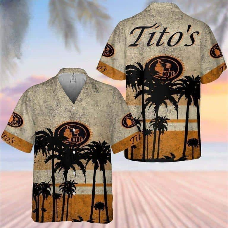 Vintage Tito’s Handmade Vodka Hawaiian Shirt Palm Tree Summer Beach Gift