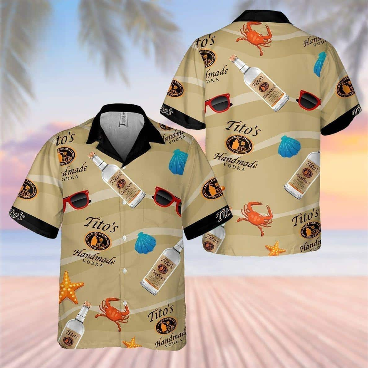 Tito’s Handmade Vodka Hawaiian Shirt Sea Pattern Practical Beach Gift