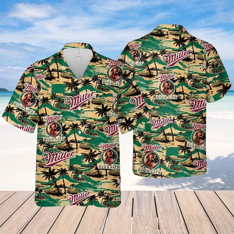 Miller High Life Hawaiian Shirt Sea Island Pattern Summer Beach Gift