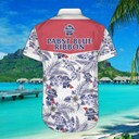 Pabst Blue Ribbon Beer Hawaiian Shirt Tropical Flower Pattern Pabst Blue Ribbon Beer Hawaiian Shirt Tropical Flower Pattern