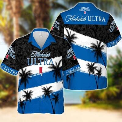 Michelob ULTRA Beer Hawaiian Shirt Coconut Tree Practical Beach Gift Michelob ULTRA Beer Hawaiian Shirt Coconut Tree Practical Beach Gift