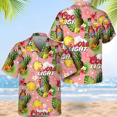 Coors Light Beer Hawaiian Shirt Pineapple Pattern Summer Vacation Gift Coors Light Beer Hawaiian Shirt Pineapple Pattern Summer Vacation Gift