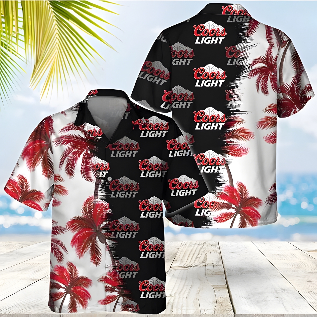 Coors Light Hawaiian Shirt Palm Trees Summer Gift For Friend
