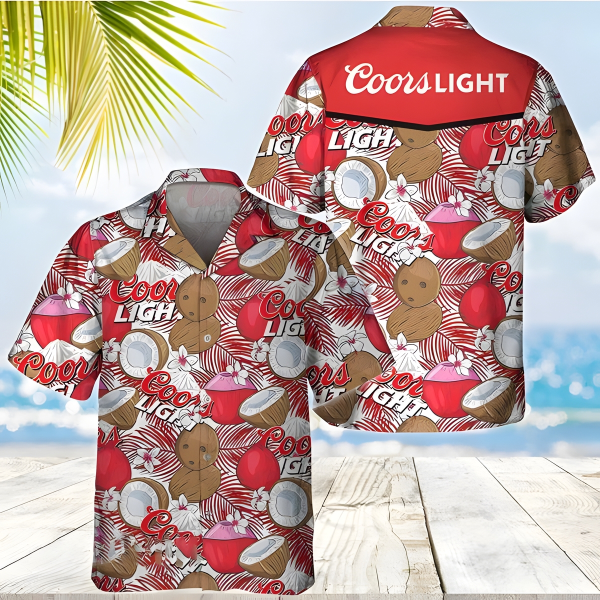 Coors Light Beer Hawaiian Shirt Tropical Coconuts Gift For Beach Vacation