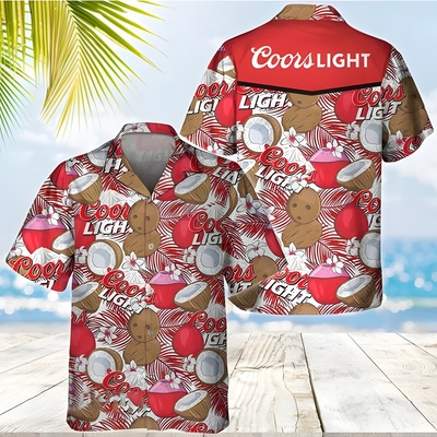 Coors Light Beer Hawaiian Shirt Tropical Coconuts Gift For Beach Vacation Coors Light Beer Hawaiian Shirt Tropical Coconuts Gift For Beach Vacation