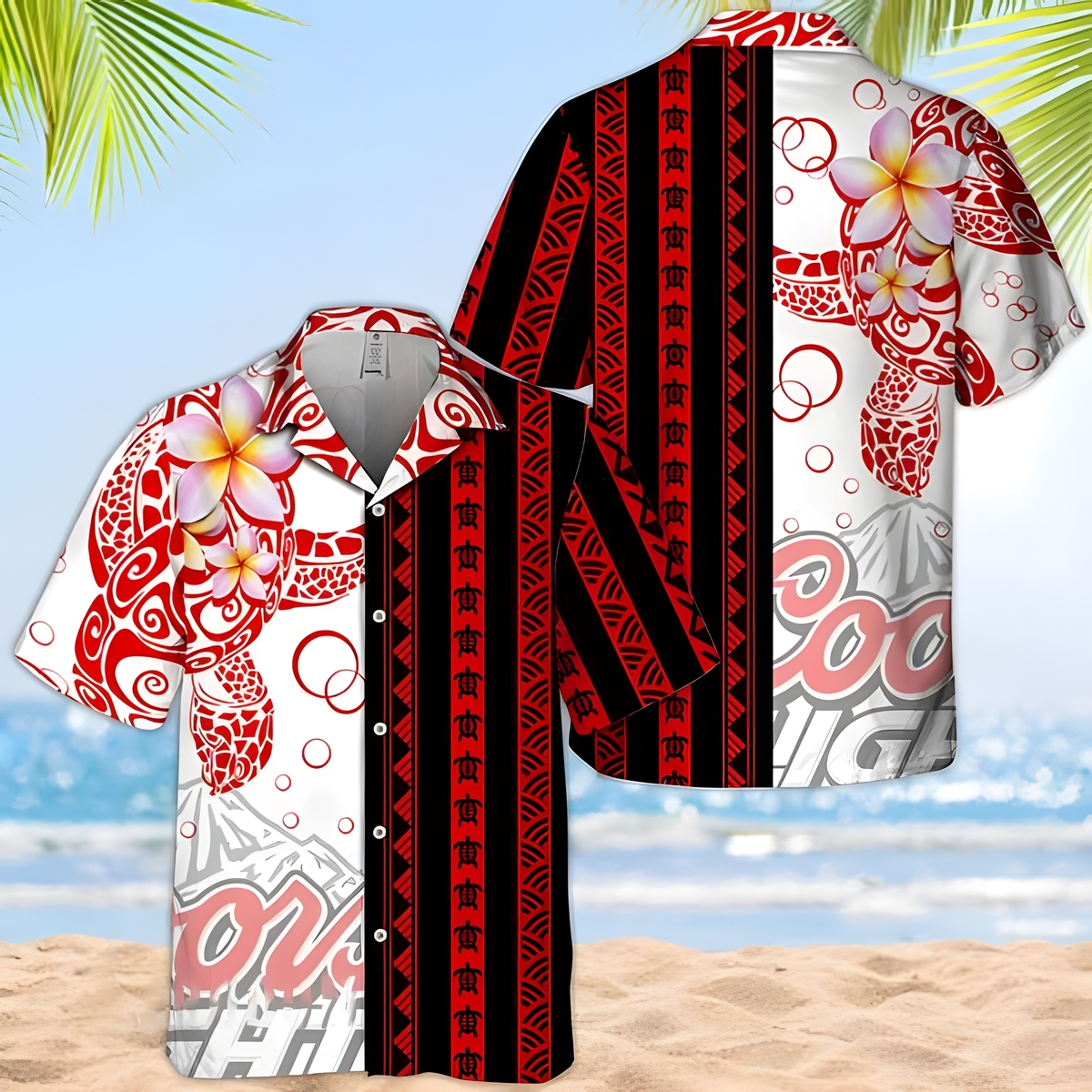 Coors Light Hawaiian Shirt Polynesian Blend Ocean Turtle Beach Lovers Gift