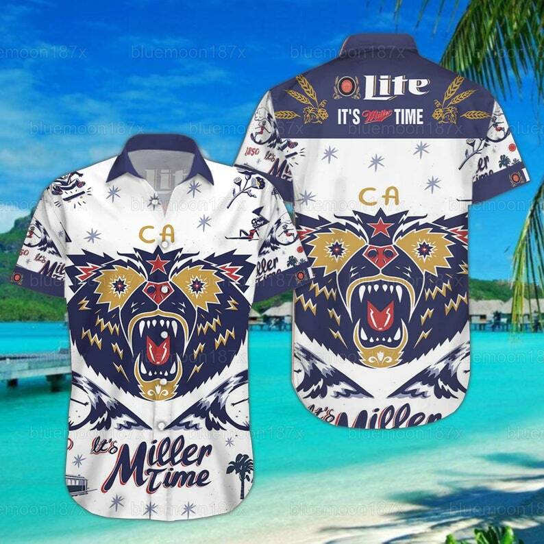 Miller Lite Beer Hawaiian Shirt Father's Day Gift For Beach Trip