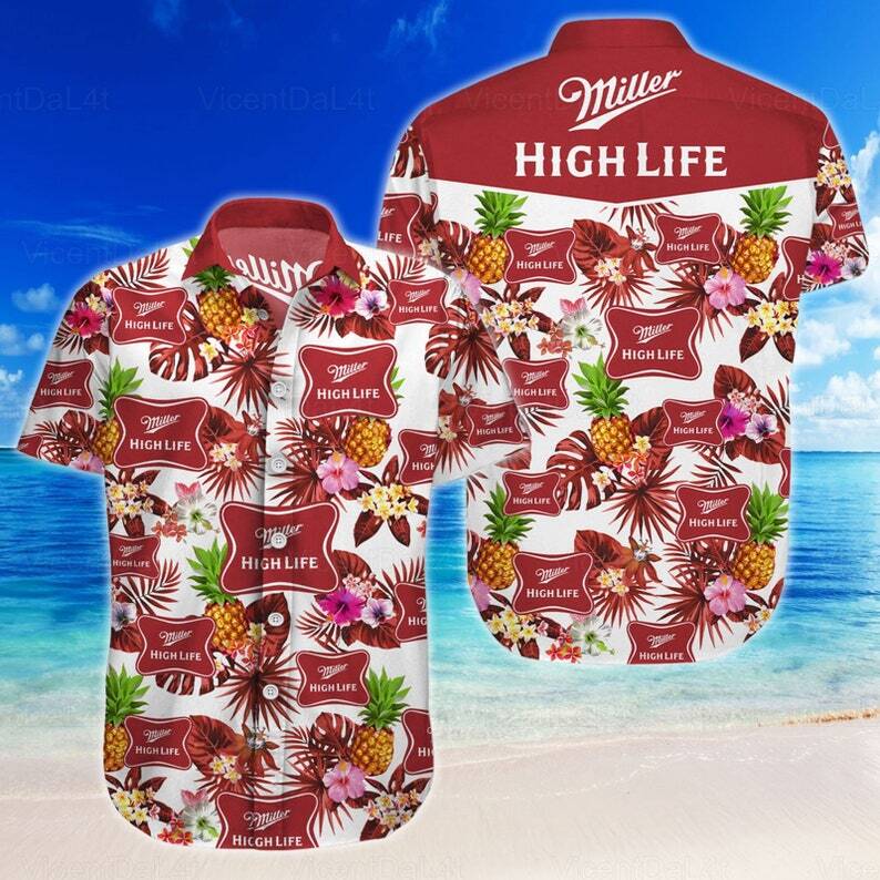 Miller High Life Hawaiian Shirt Tropical Pattern Summer Beach Gift