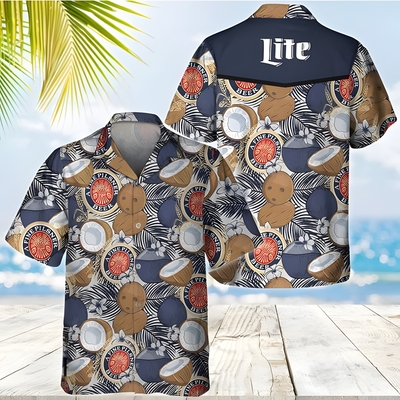 Miller Lite Hawaiian Shirt Tropical Coconut Beer Lovers Gift Miller Lite Hawaiian Shirt Tropical Coconut Beer Lovers Gift
