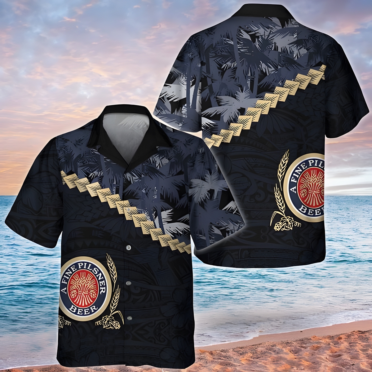 Miller Lite Beer Hawaiian Shirt Summer Palm Tree Blend Polynesian Pattern