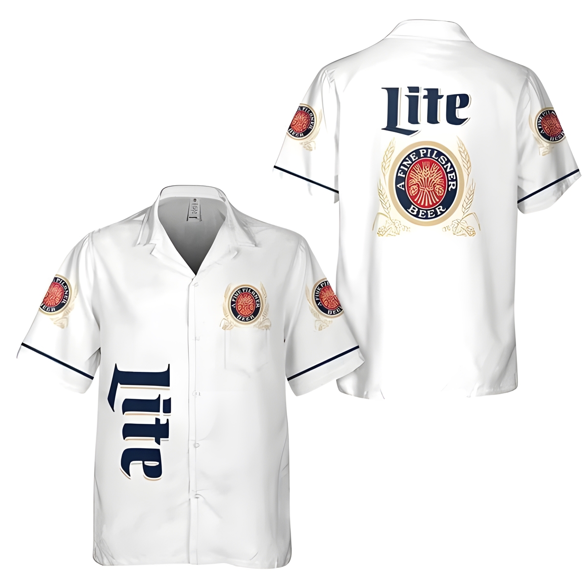 White Miller Lite Hawaiian Shirt Gift For Beer Drinkers