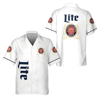 White Miller Lite Hawaiian Shirt Gift For Beer Drinkers White Miller Lite Hawaiian Shirt Gift For Beer Drinkers