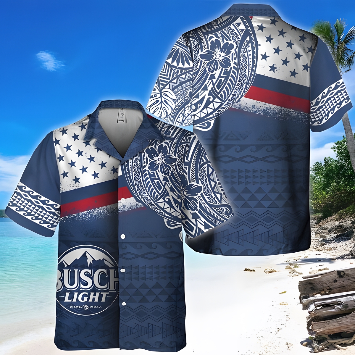 Busch Light Hawaiian Shirt Polynesian Pattern Beer Gift For Beach Lovers